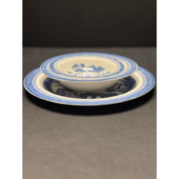 Vintage Woods Ware Blue and White Canton Pattern Dish Set – England - Picture 2 of 13